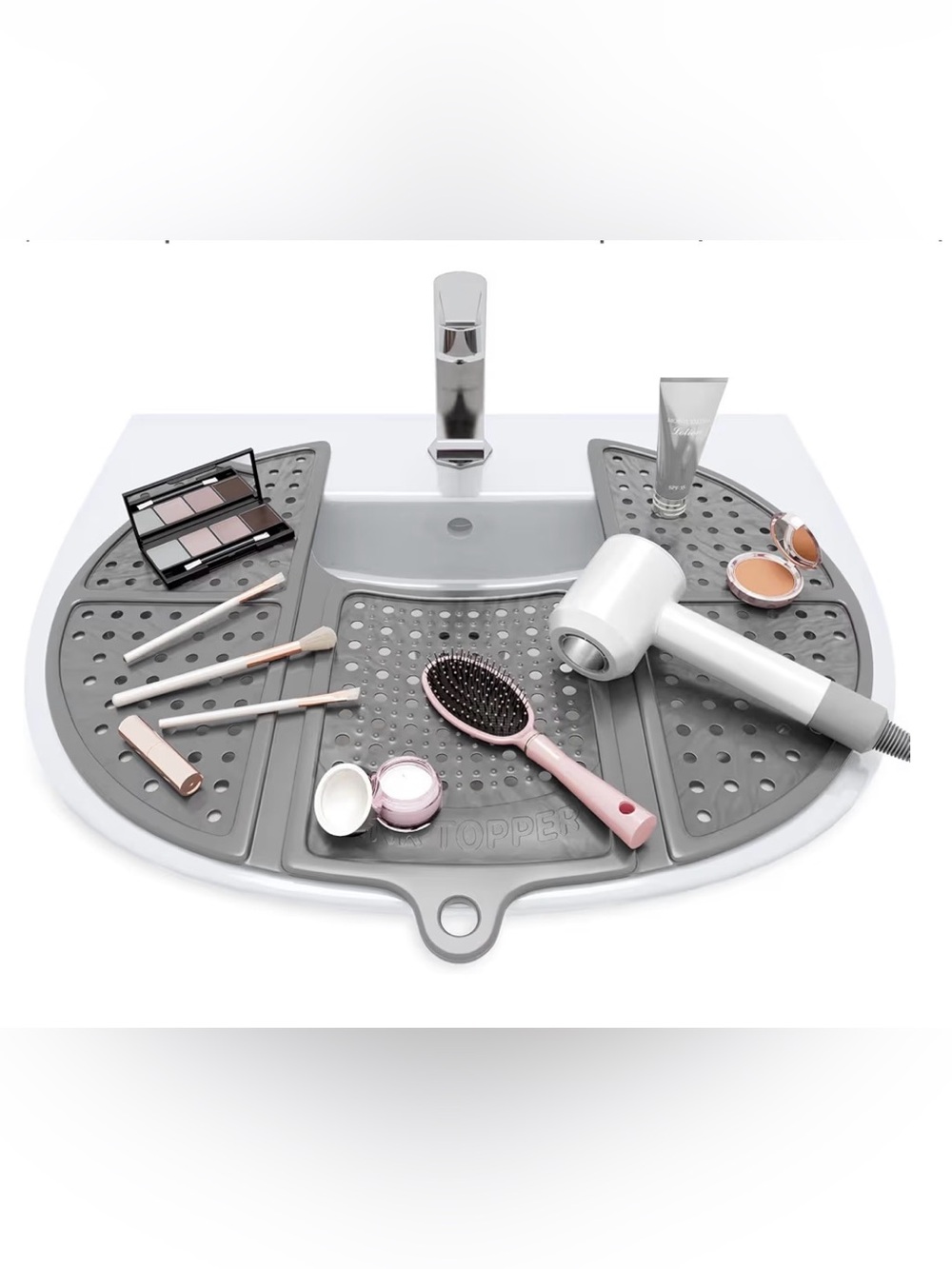 Sink Countertop Mat - Gray Bathroom Organization Pad